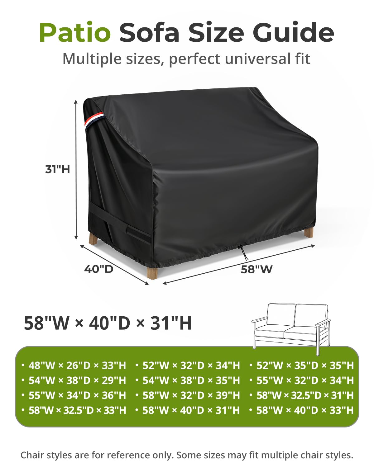 KylinLucky Loveseat Cover showing adjustable straps