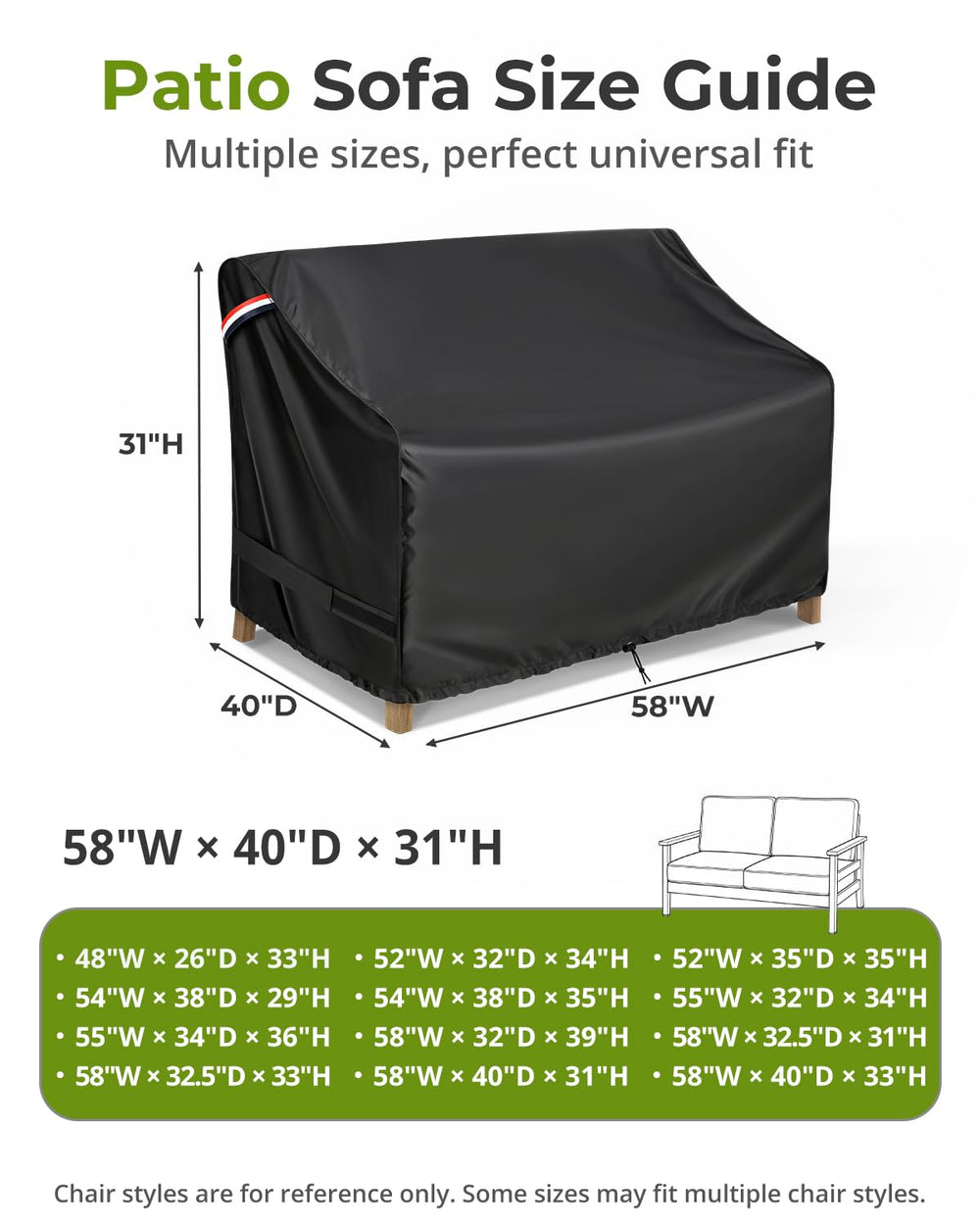 KylinLucky Loveseat Cover showing adjustable straps