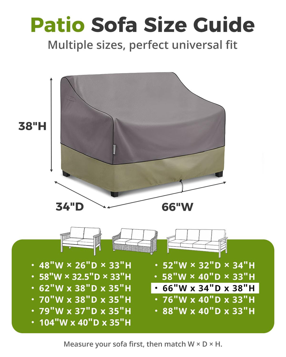 KylinLucky Outdoor Loveseat Cover side view with adjustable straps