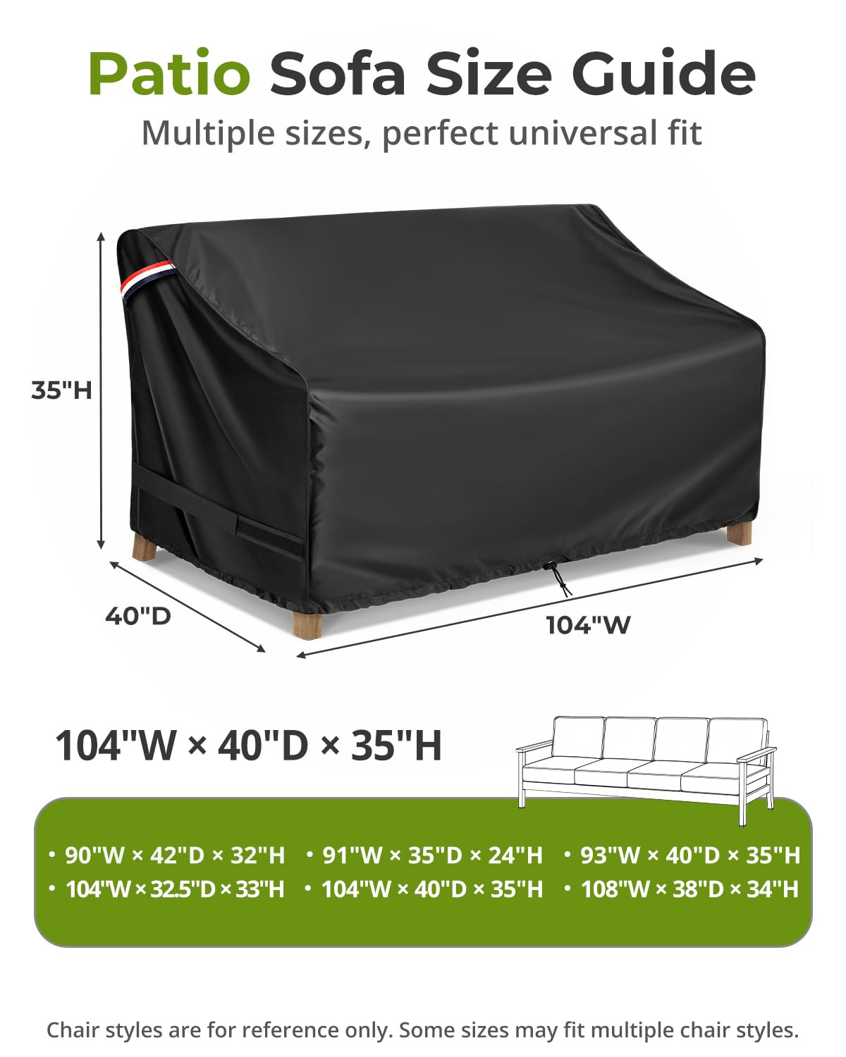 KylinLucky Outdoor Sofa Cover side view with straps