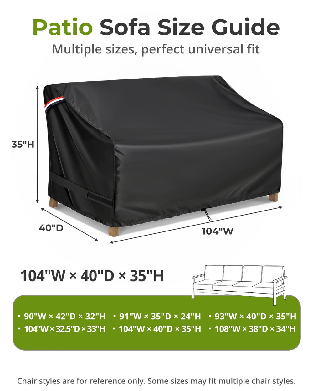 KylinLucky Outdoor Sofa Cover side view with straps