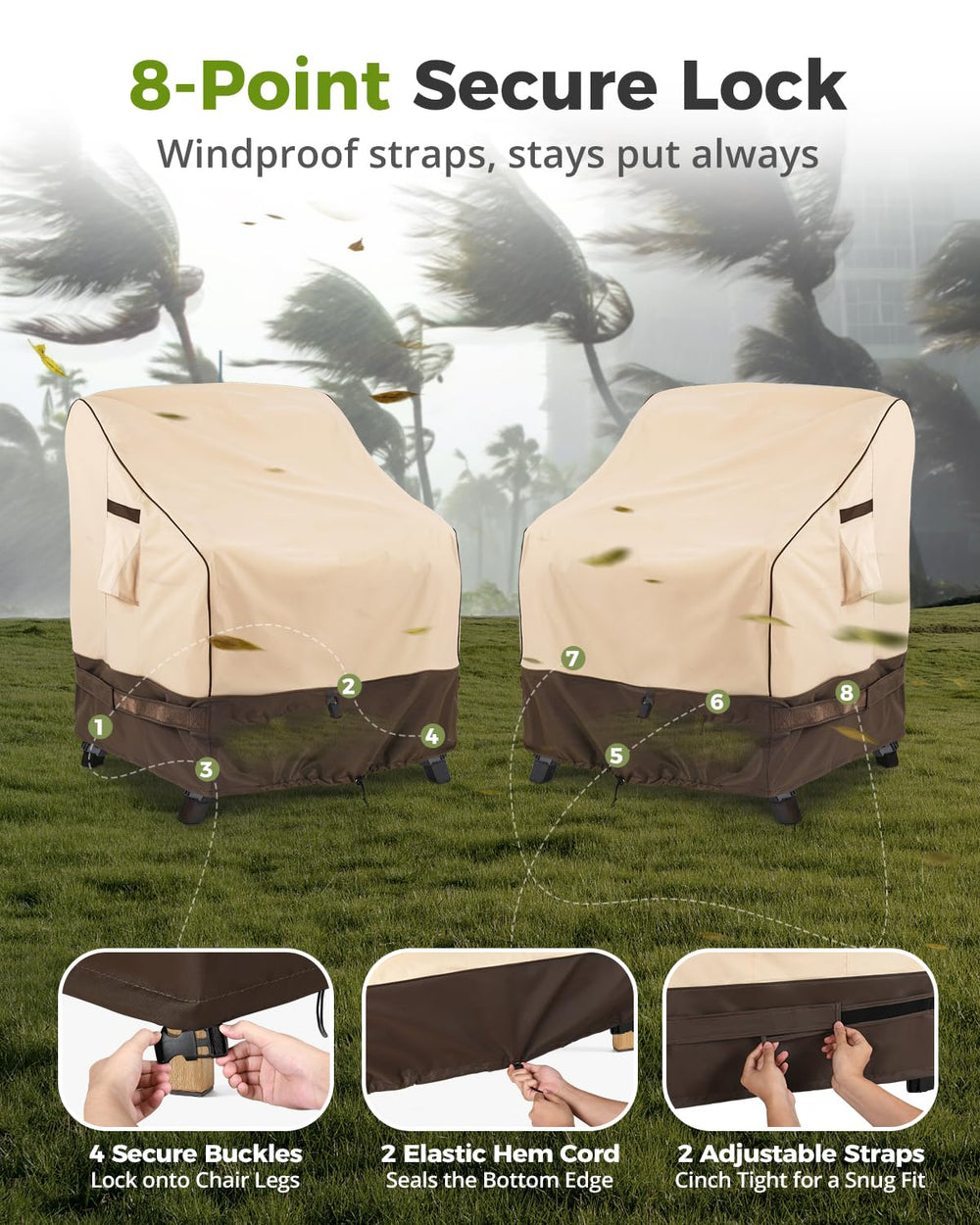 KylinLucky patio chair cover displaying air vents