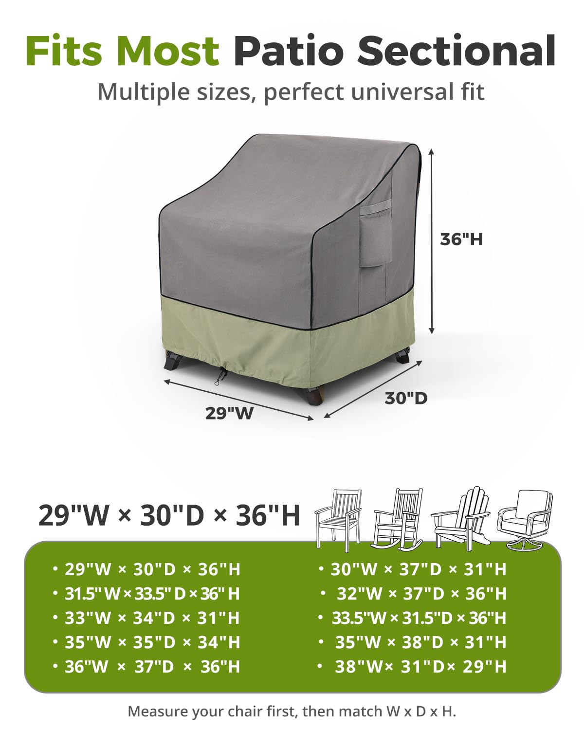 KylinLucky patio chair cover grey side view