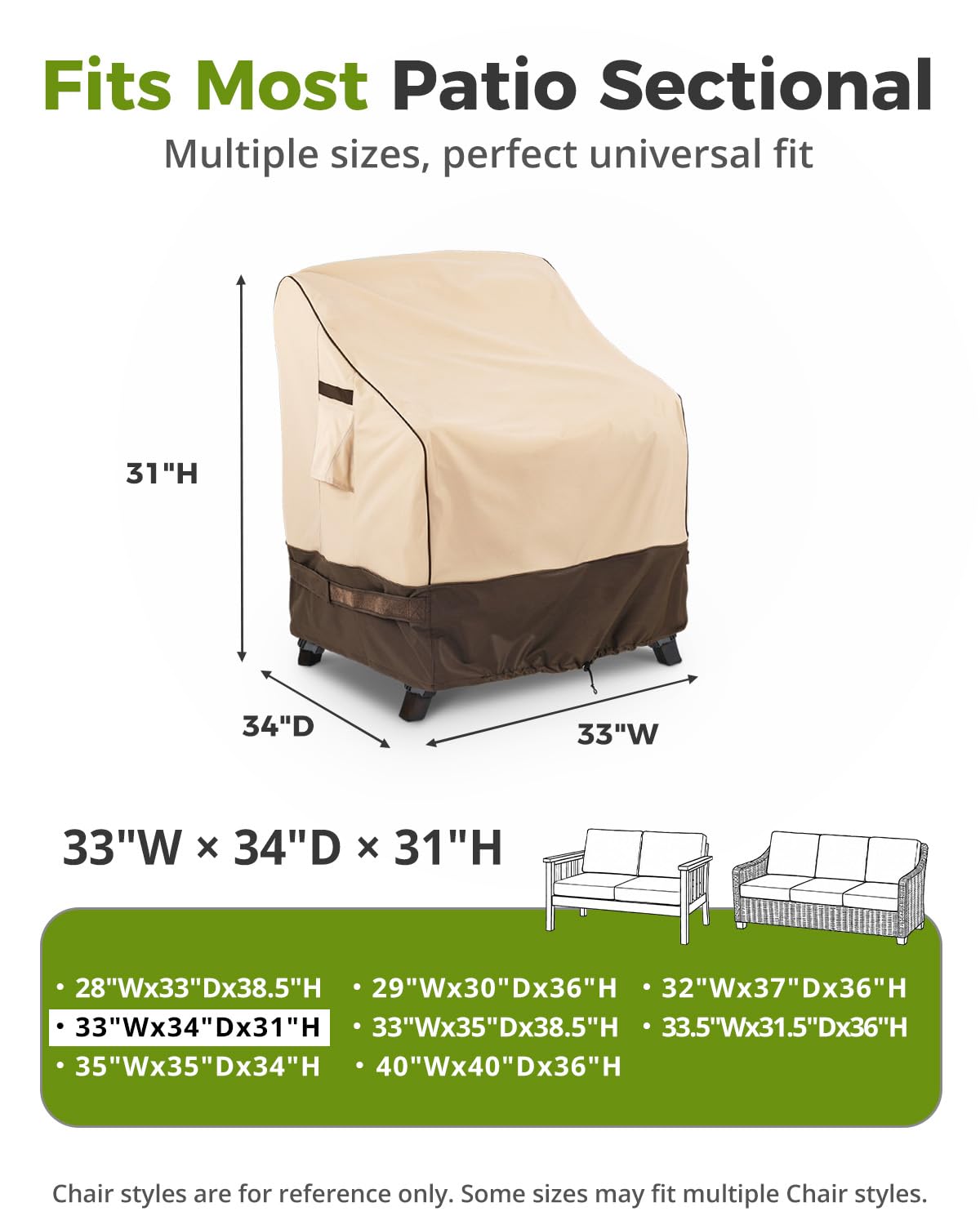 KylinLucky patio chair cover showing adjustable cord lock