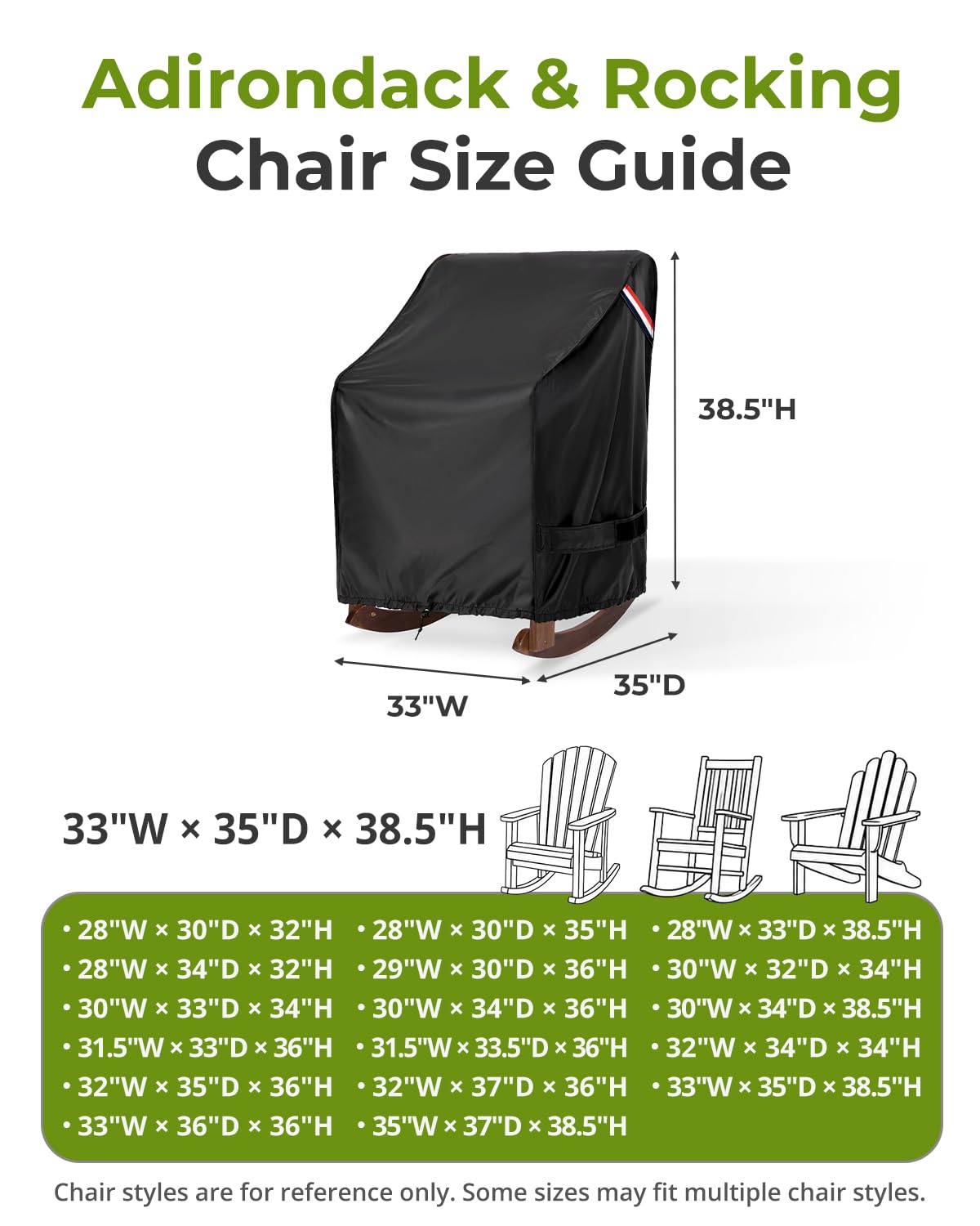 KylinLucky Patio Chair Cover side view, showing waterproof material