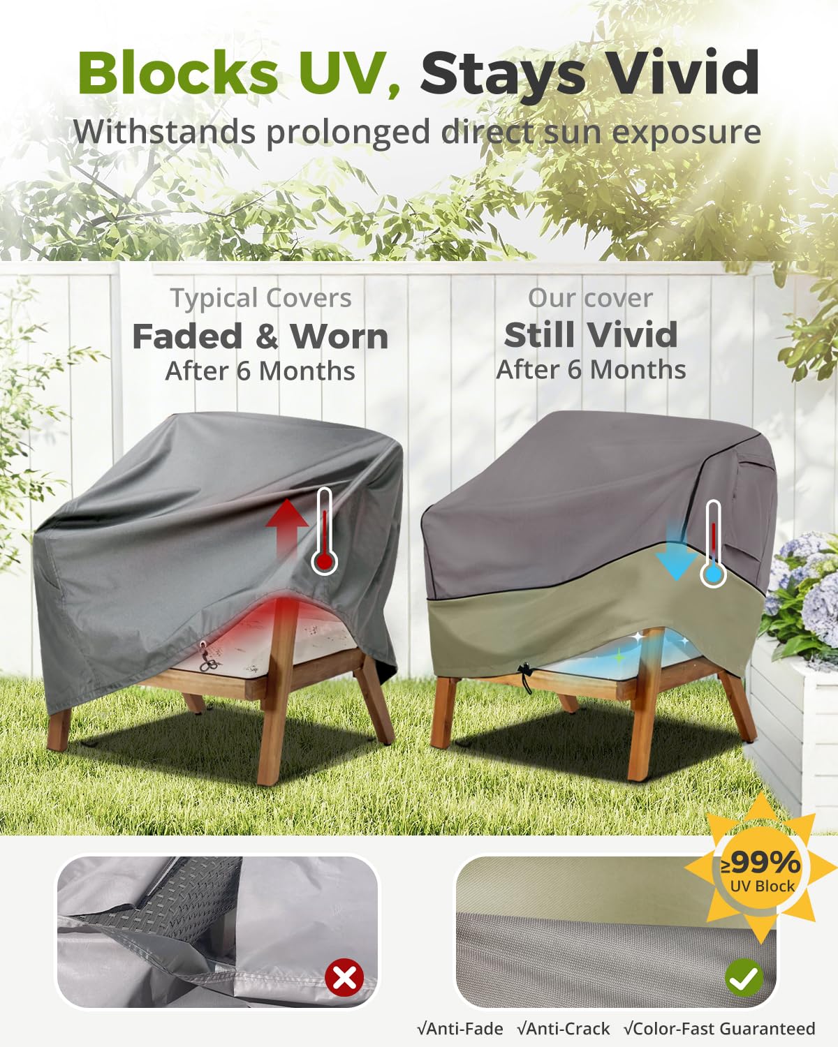 KylinLucky patio chair cover with adjustable cord lock