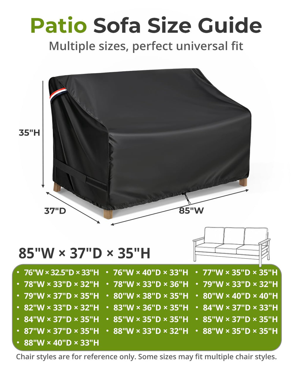 KylinLucky sofa cover with adjustable straps and air vent
