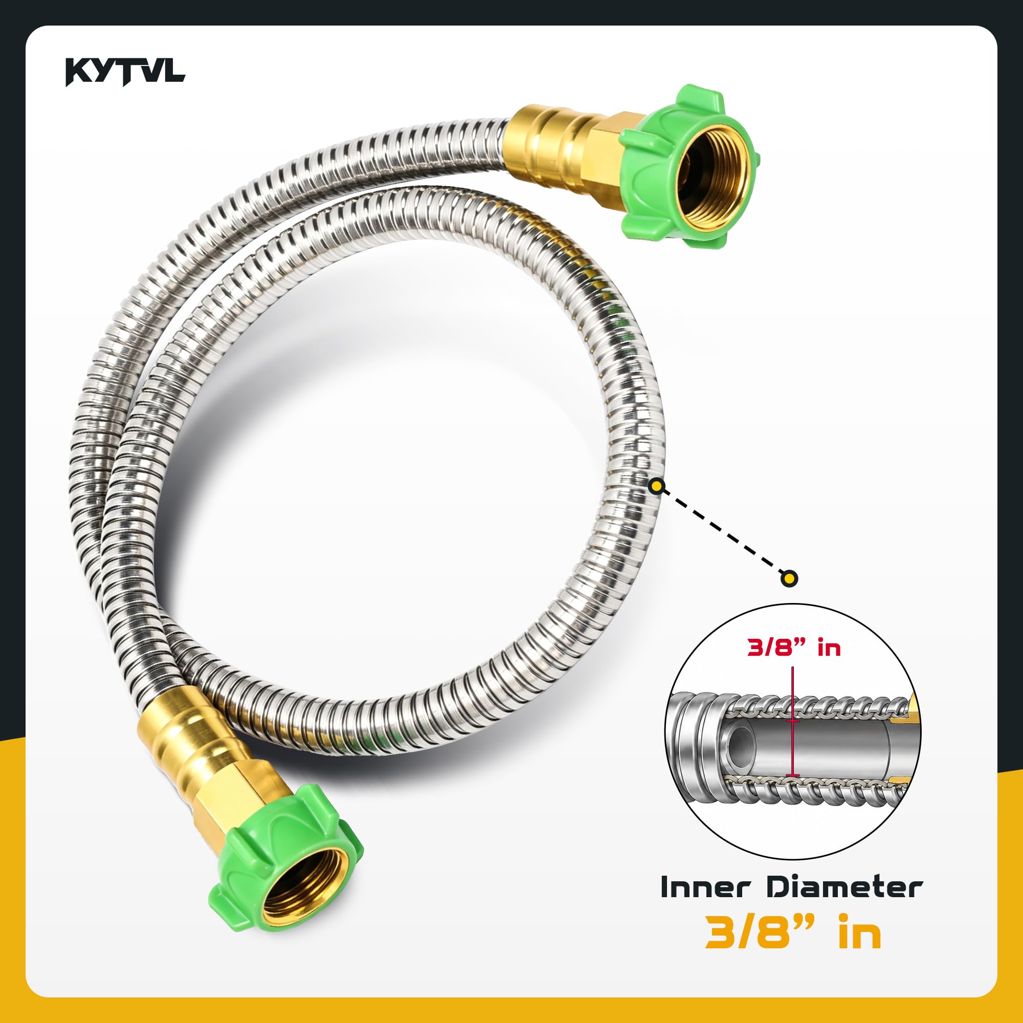 Kytvl 3FT Short Garden Hose attached to a hose reel
