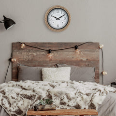 La Crosse 14-inch Rowan wall clock mounted on patio wall