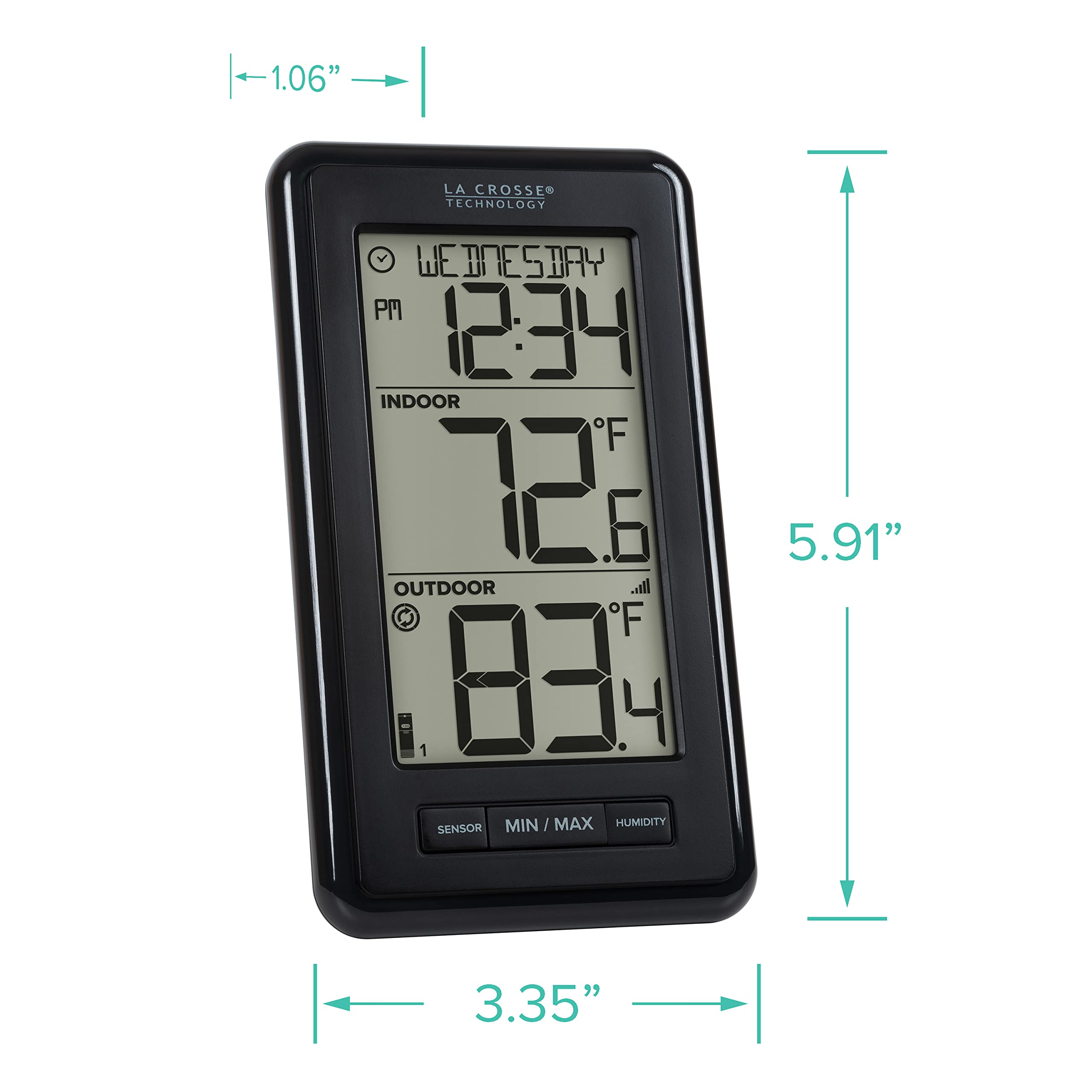 La Crosse Technology thermometer displaying indoor humidity
