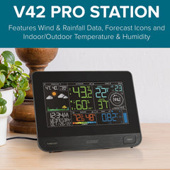 La Crosse Technology weather station display with vibrant icons