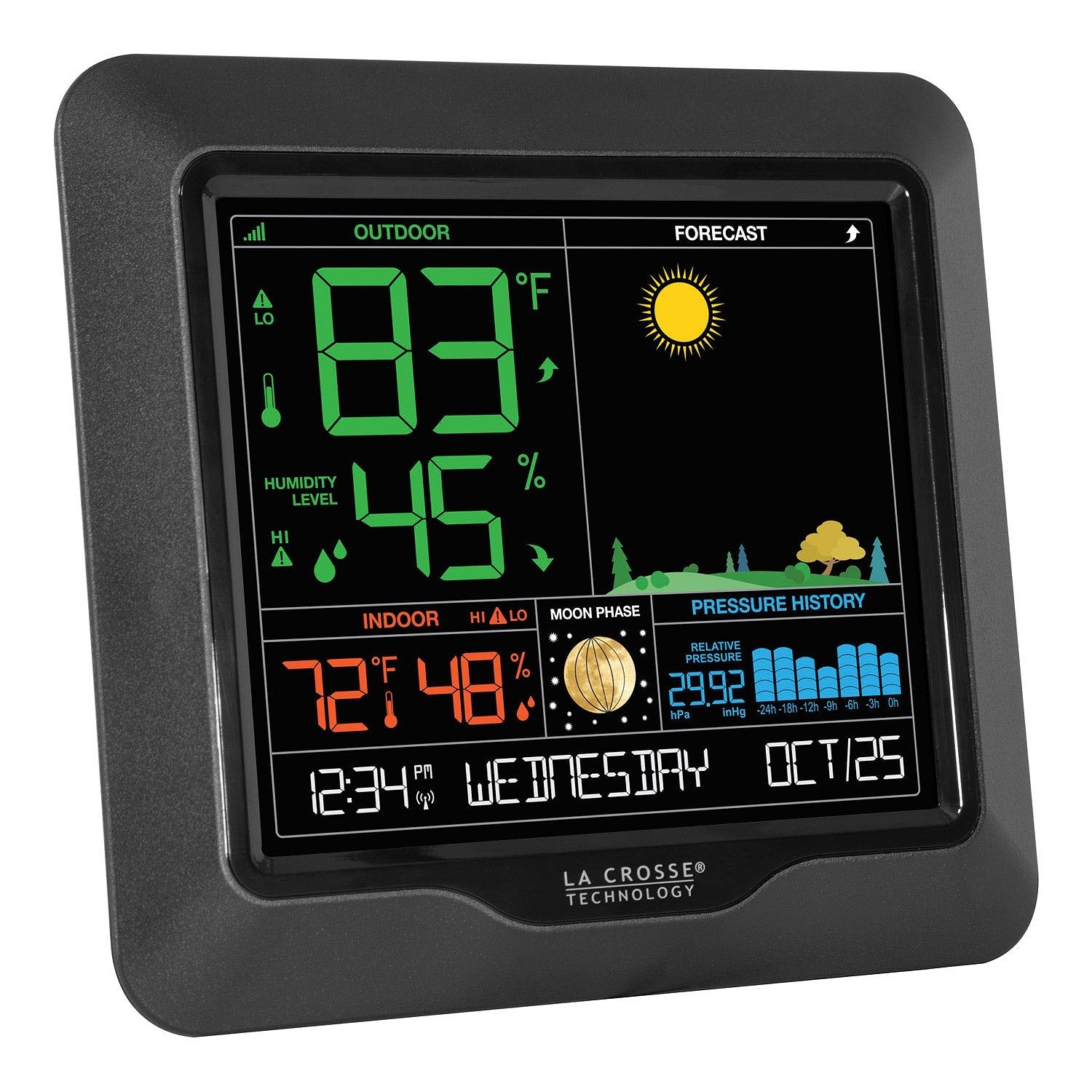 La Crosse Technology weather station with AC adapter and quick setup guide