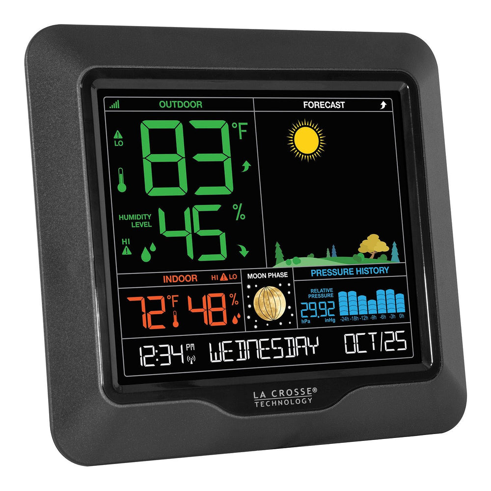 La Crosse Technology weather station with AC adapter and quick setup guide