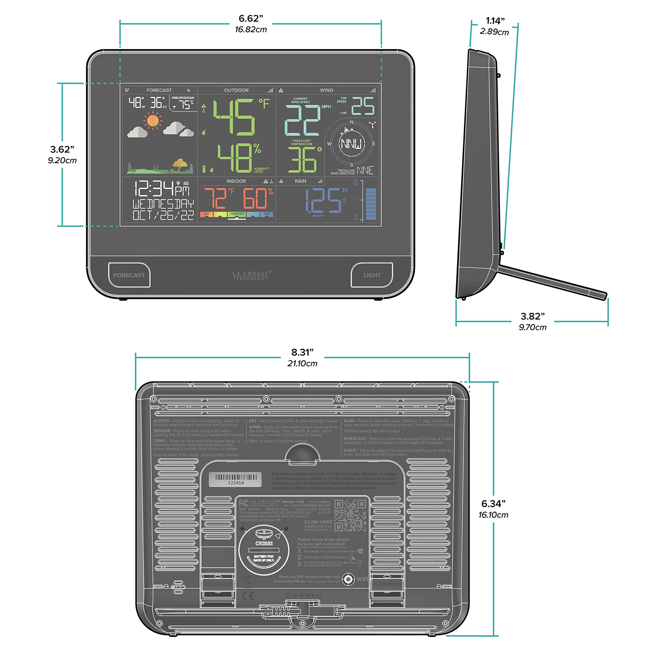 La Crosse Technology weather station with outdoor temperature sensor