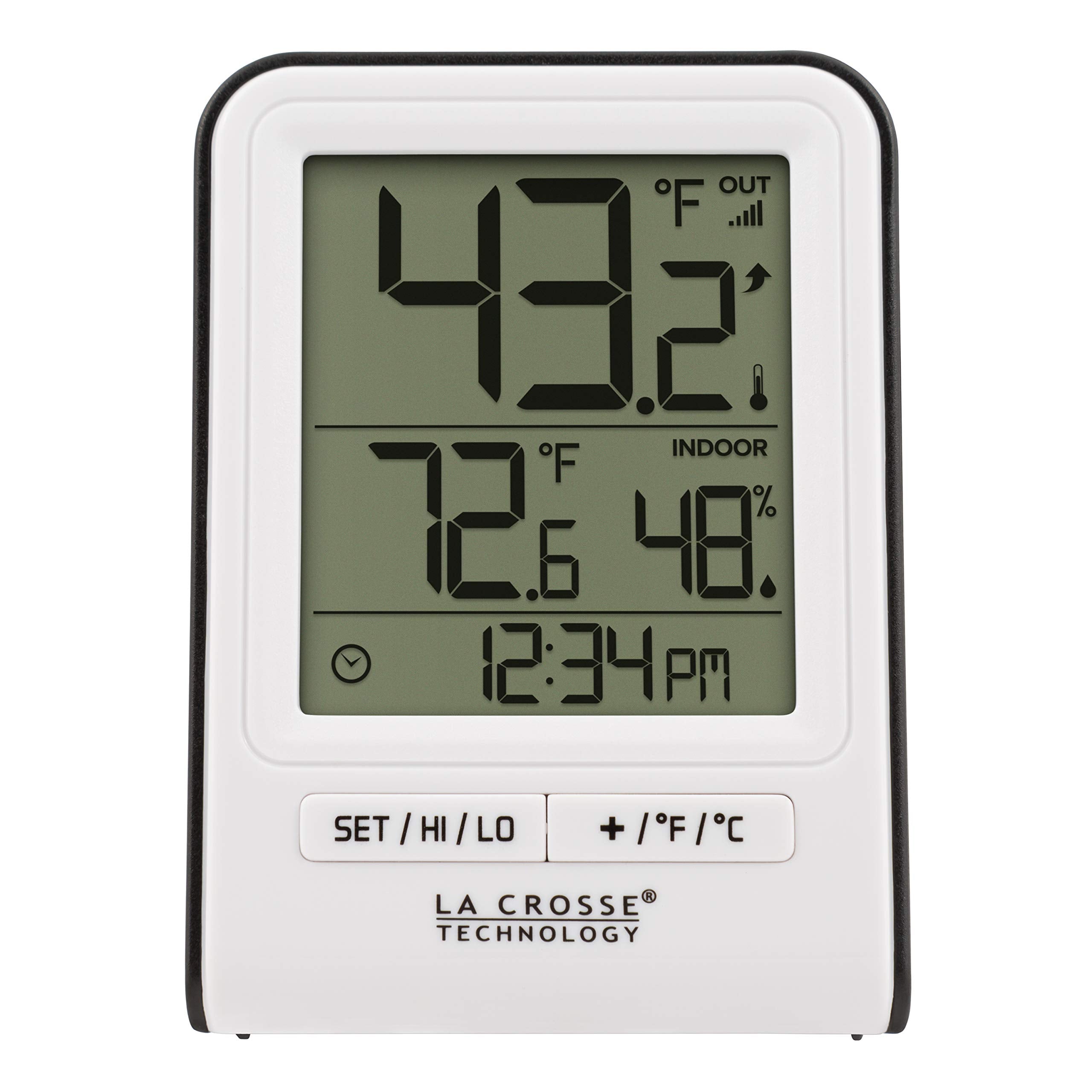 La Crosse Technology Wireless Thermometer front view with clear display