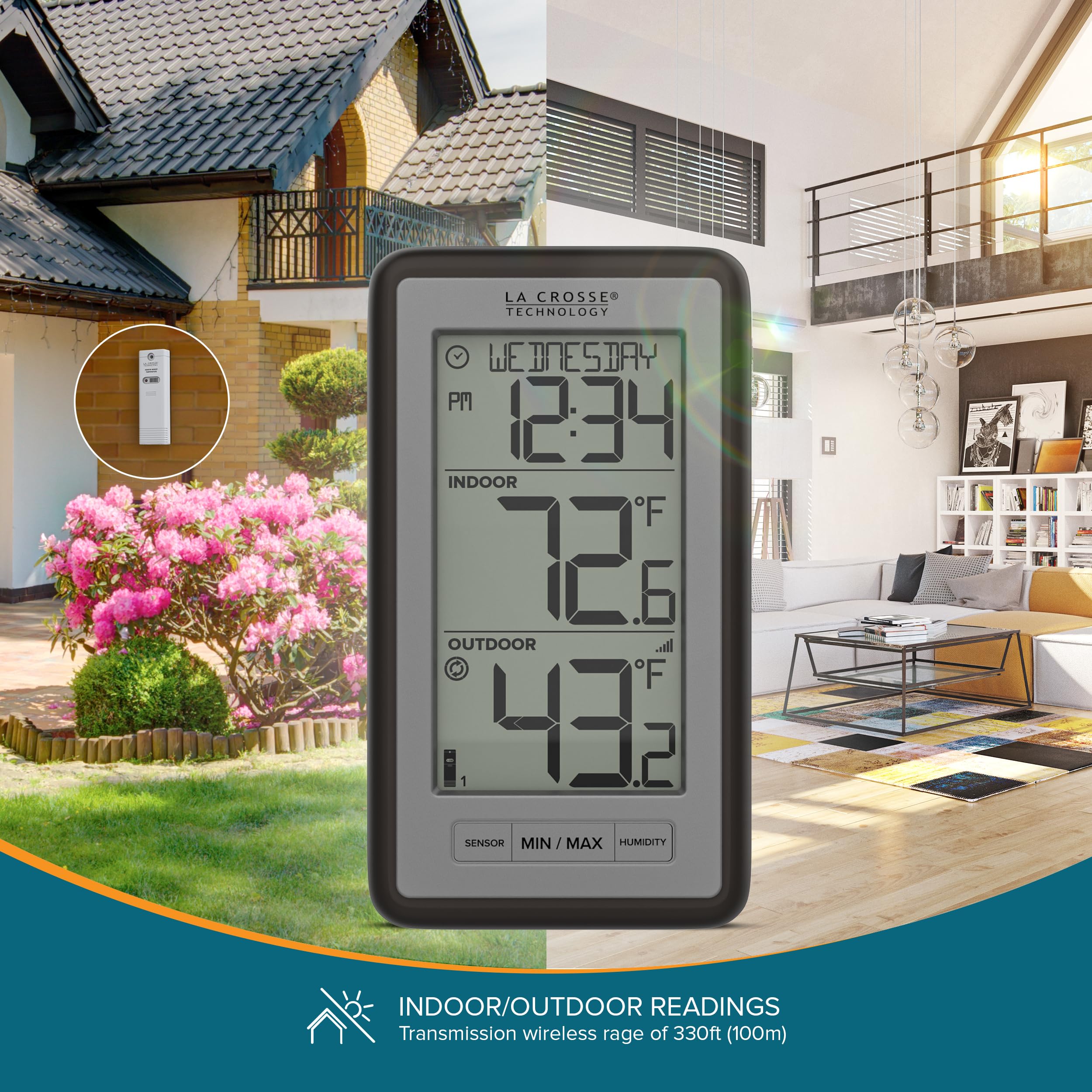 La Crosse WS-9160U-IT V3 display showing indoor humidity and temperature