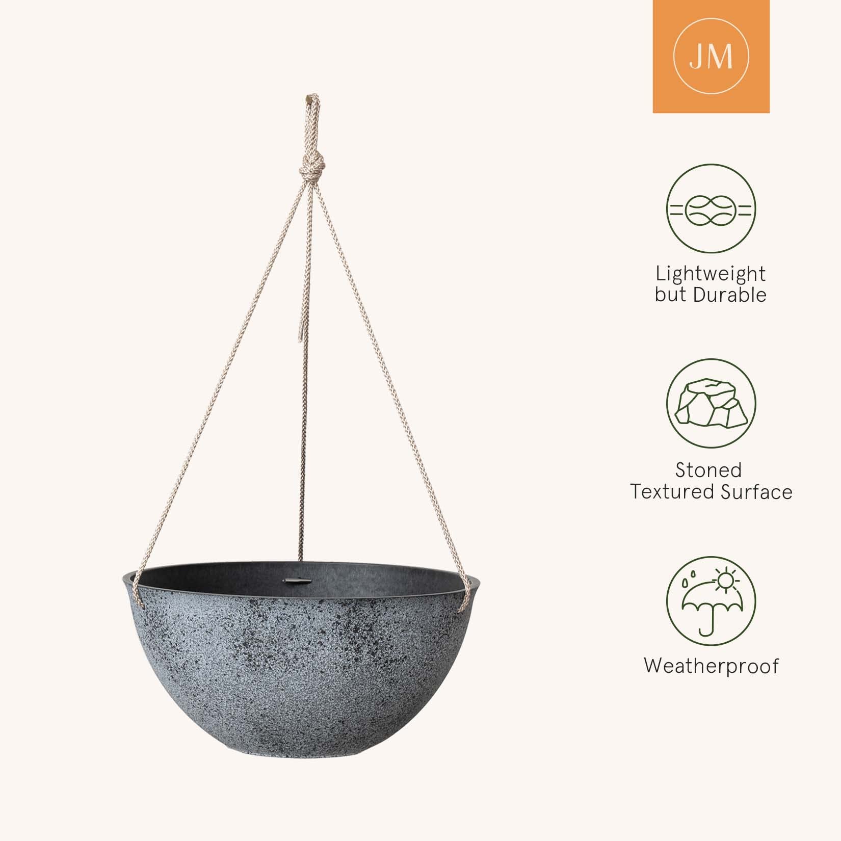 LA JOLIE MUSE Hanging Planter showing concrete-like texture