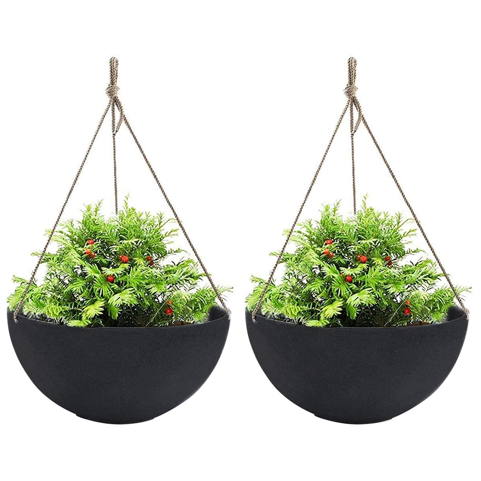 LA JOLIE MUSE large hanging planter 13 inch black front view