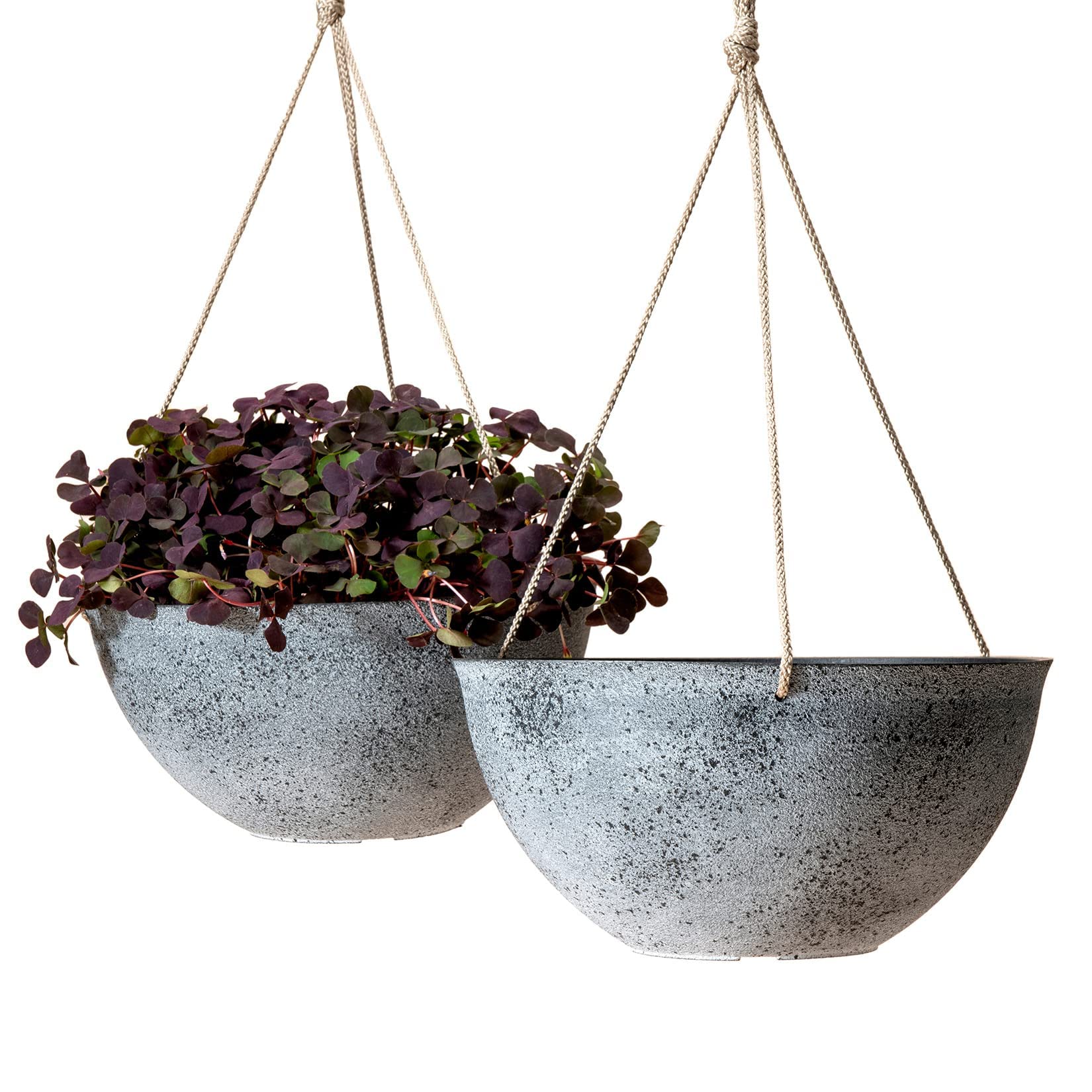 LA JOLIE MUSE Large Hanging Planter in Concrete Gray, front view