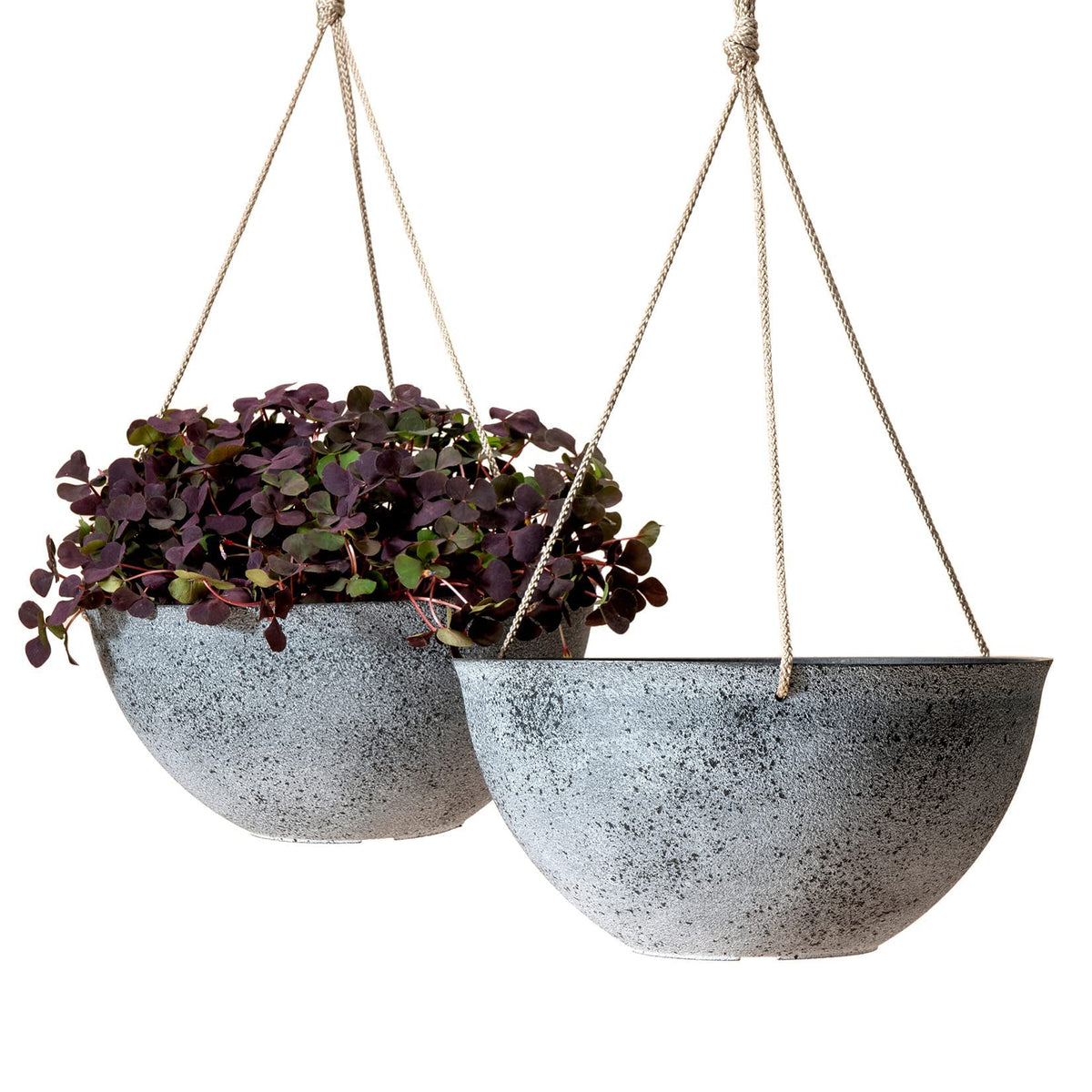 LA JOLIE MUSE Large Hanging Planter in Concrete Gray, front view