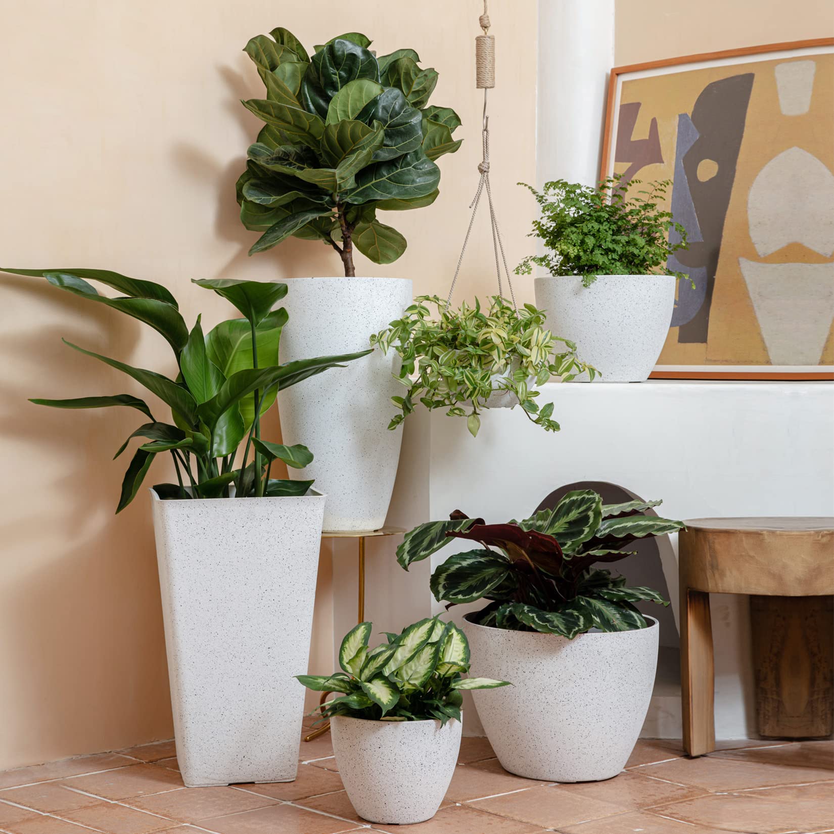 LA JOLIE MUSE Large Hanging Planters displayed outdoors