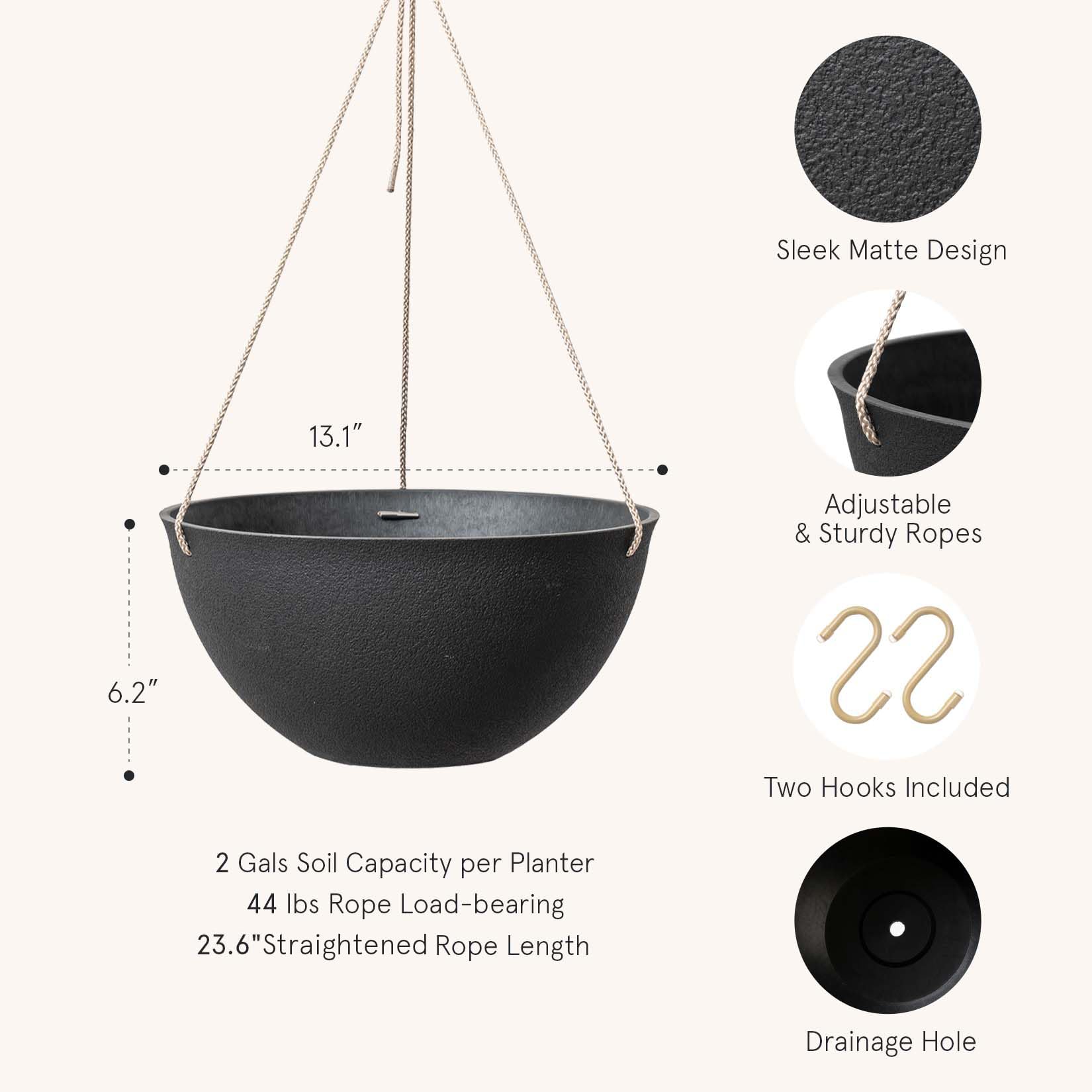 LA JOLIE MUSE planters set of 2 with adjustable ropes