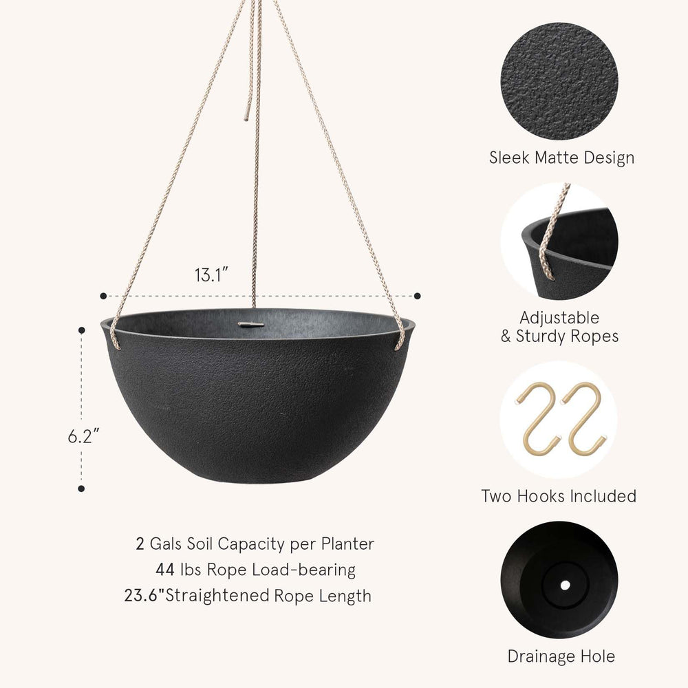 LA JOLIE MUSE planters set of 2 with adjustable ropes
