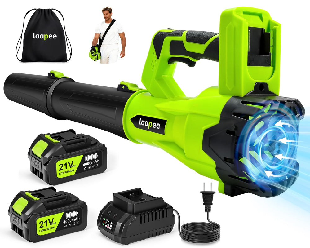 laapee Cordless Leaf Blower front view in lime green