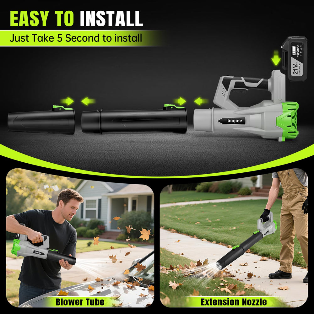 laapee cordless leaf blower showing battery compartment