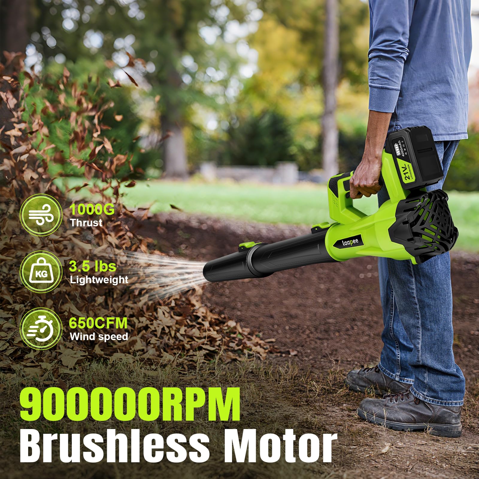 laapee cordless leaf blower with battery and charger
