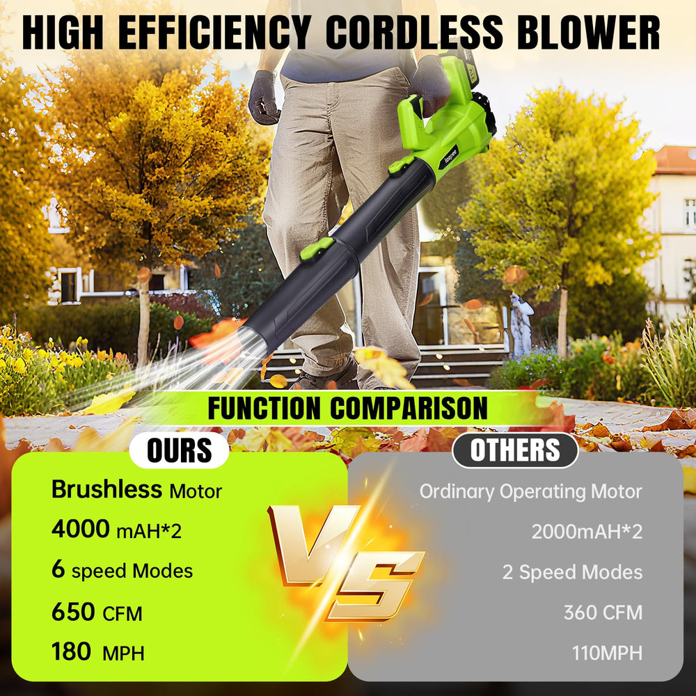 laapee Cordless Leaf Blower with fast charger and batteries