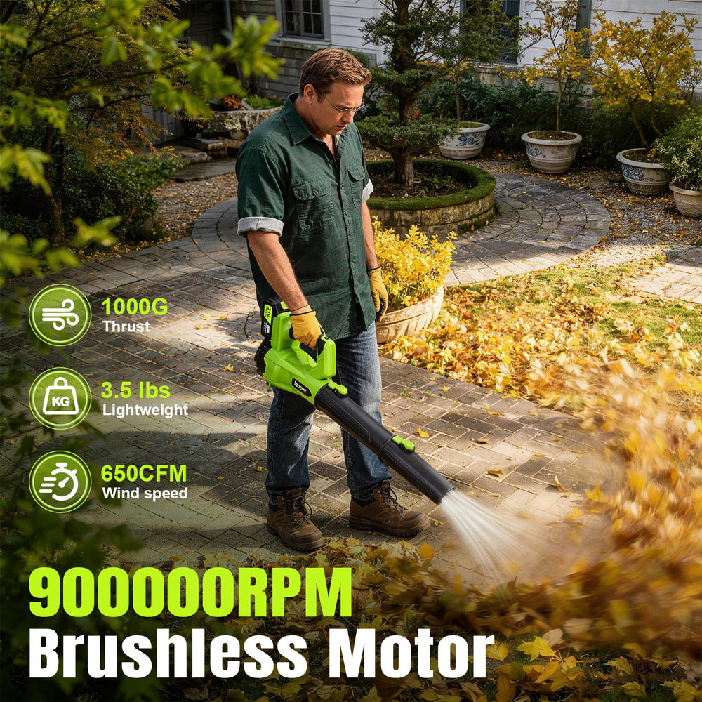 laapee Cordless Leaf Blower with shoulder strap attached