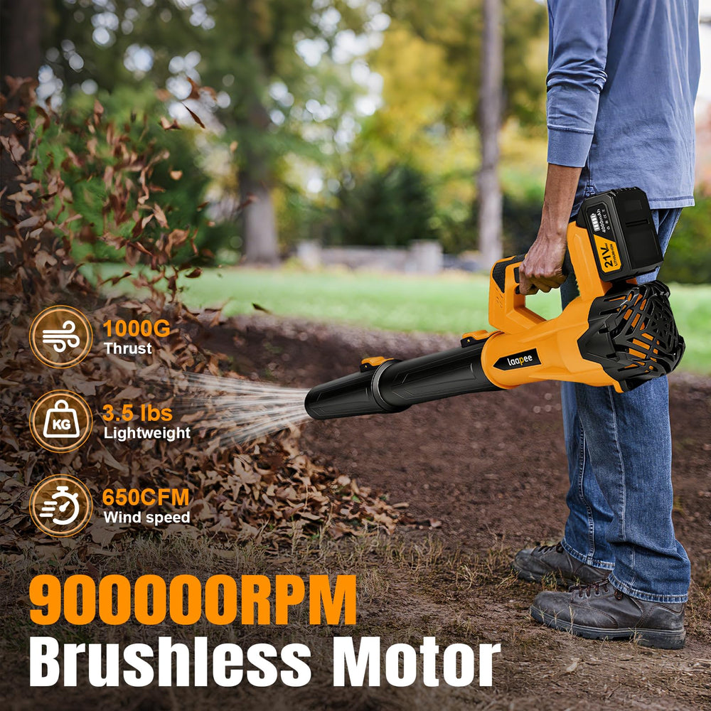 laapee leaf blower side view with battery compartment