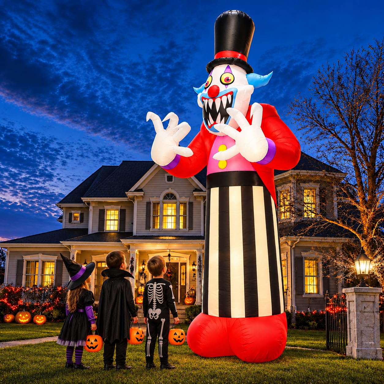 LAASOFANI 11FT Halloween inflatable clown ghost front view