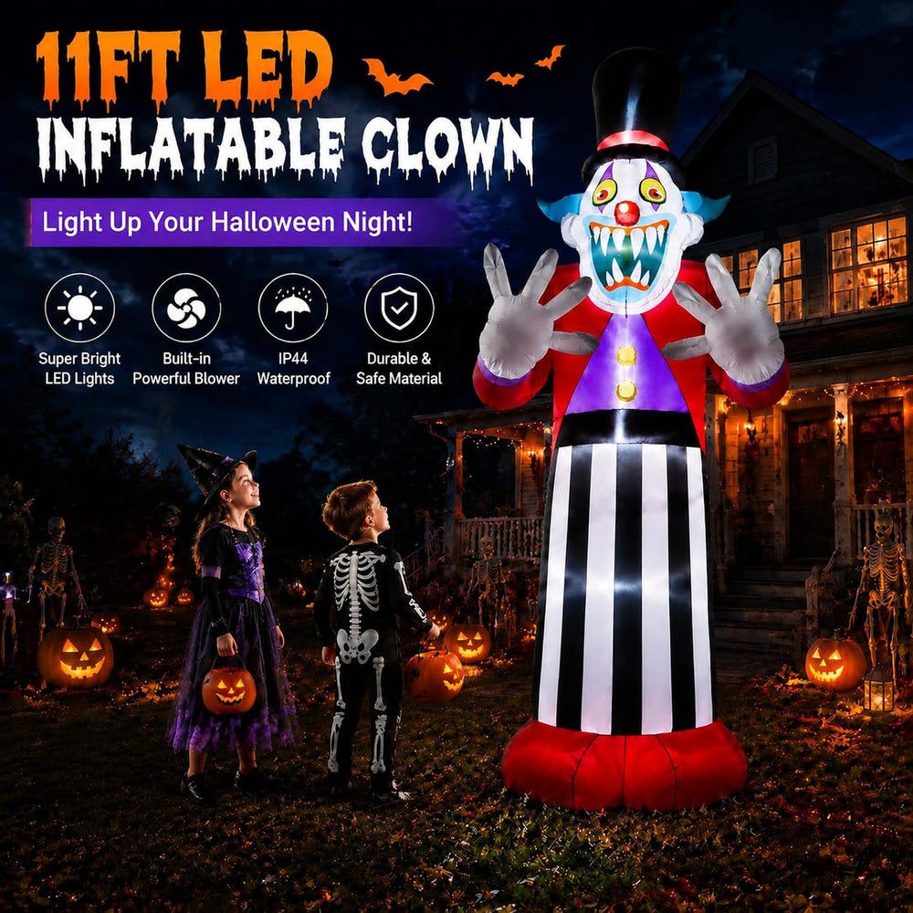 LAASOFANI 11FT inflatable clown ghost nighttime view