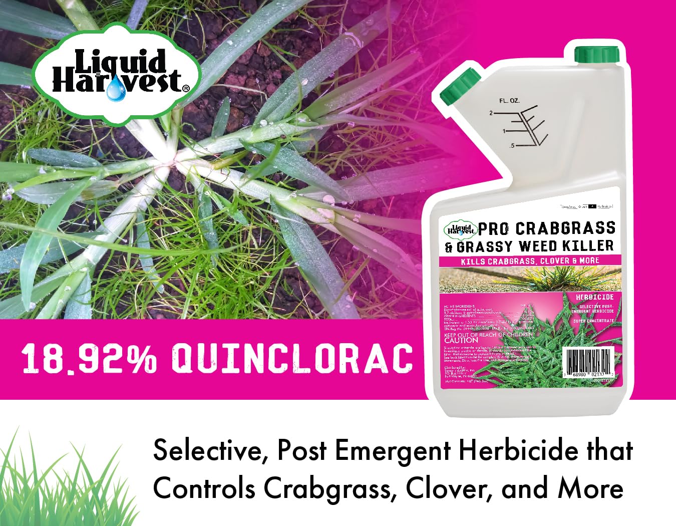 Label of Liquid Harvest Crabgrass & Grassy Weed Killer showing ingredients