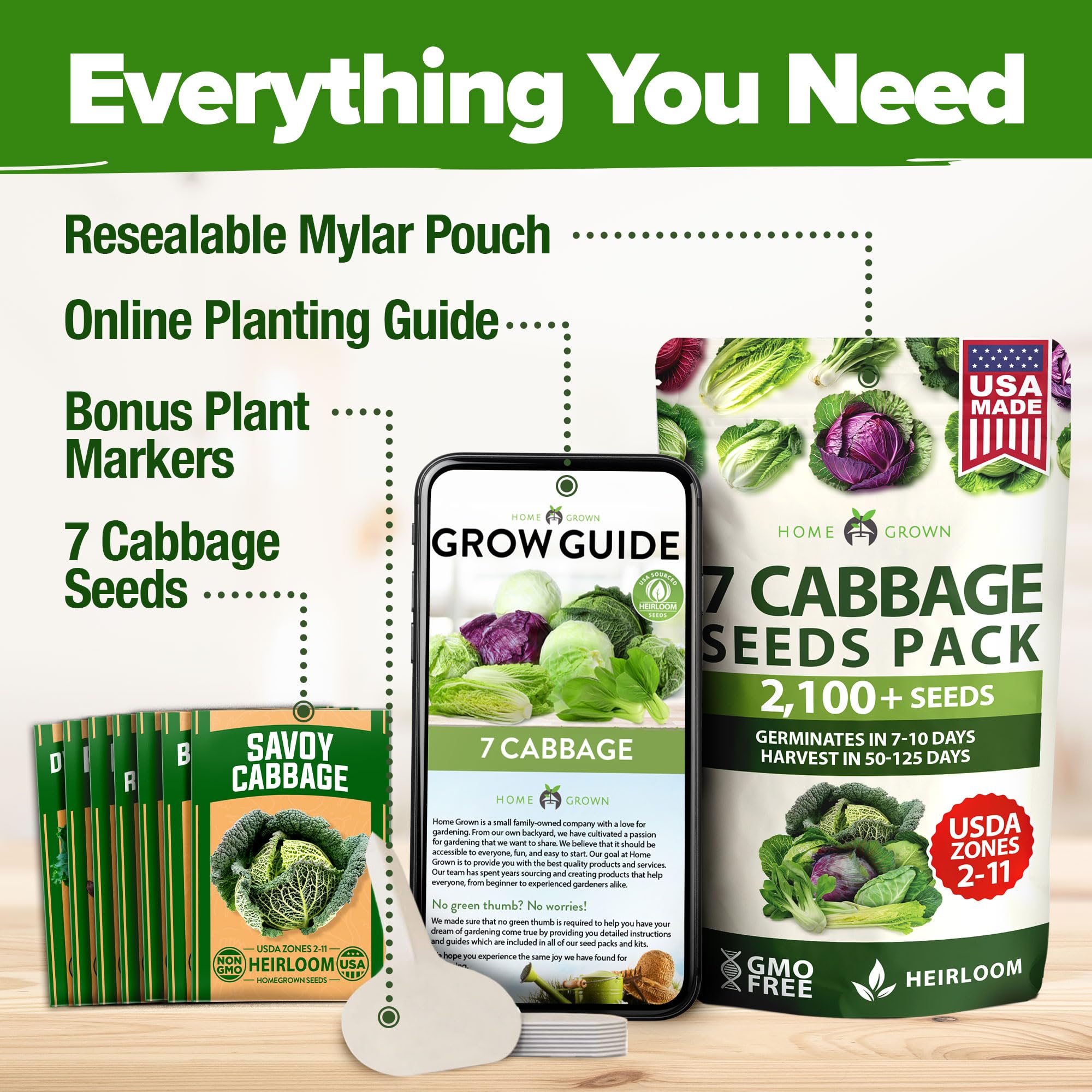 Label showing non-GMO and heirloom status of HOME GROWN seeds