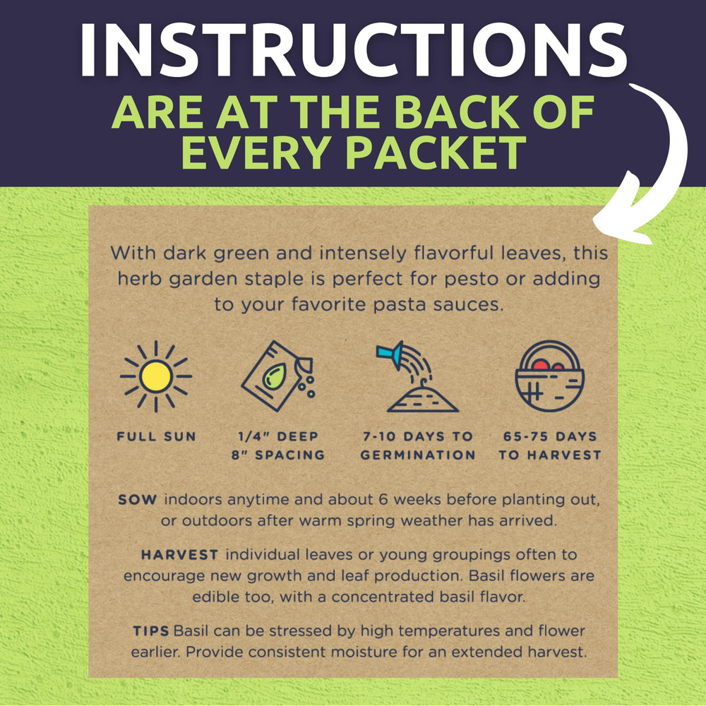 Label showing planting instructions for SWEET YARDS seeds