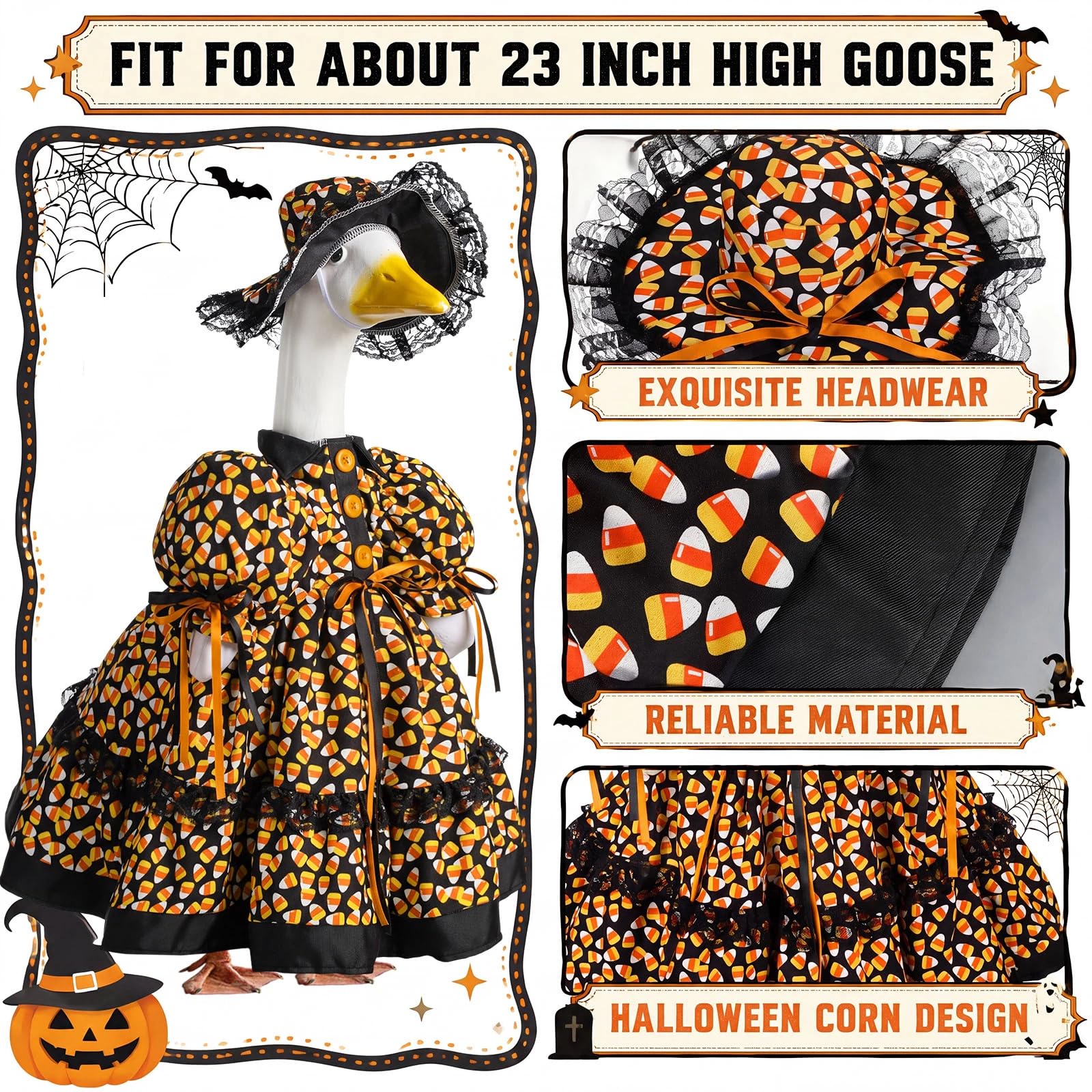 Lace-trimmed bonnet hat included with the Suzile goose costume