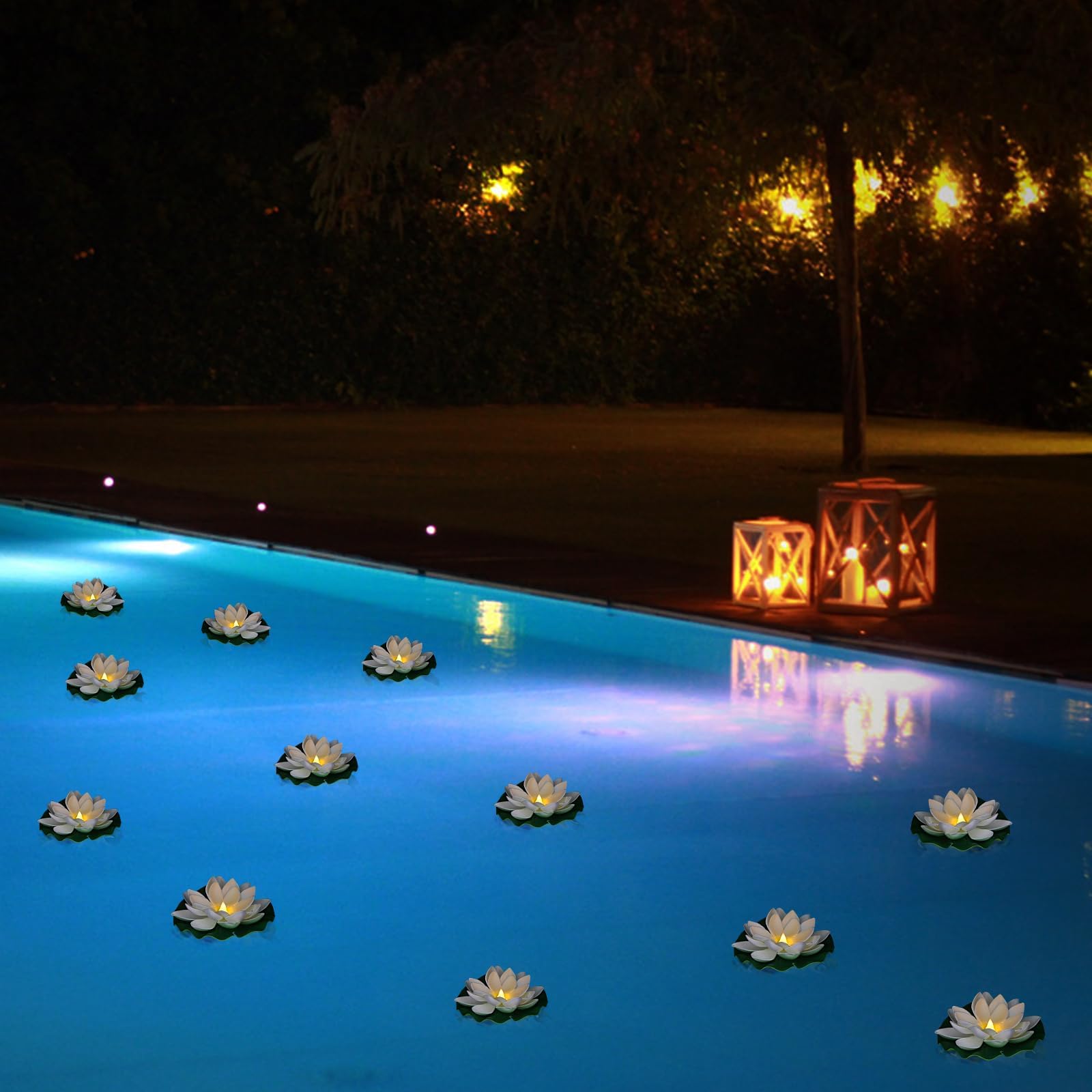 LACGO 6-inch Floating Lotus Light with green pad