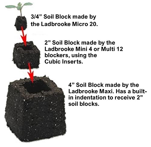 Ladbrooke Mini 4 Soil Blocker with soil block ready for planting