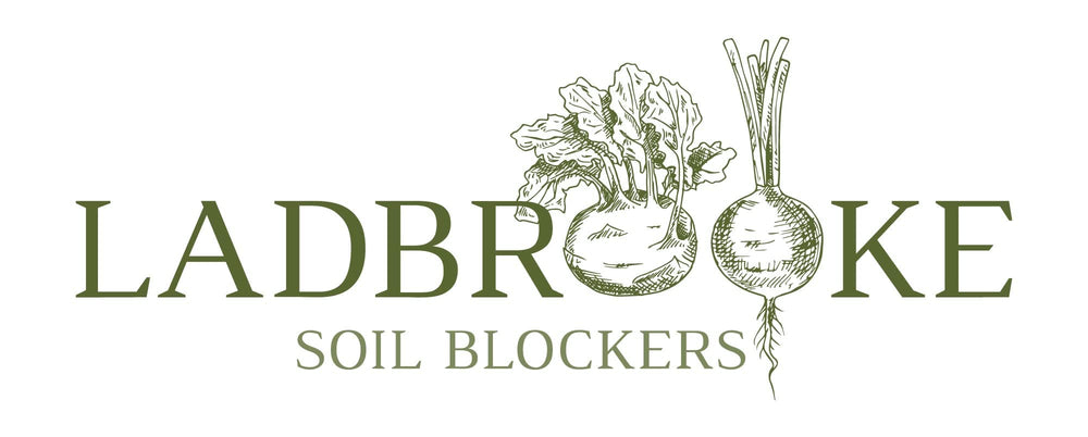 Ladbrooke Mini 5 Soil Blocker with soil blocks ready for planting