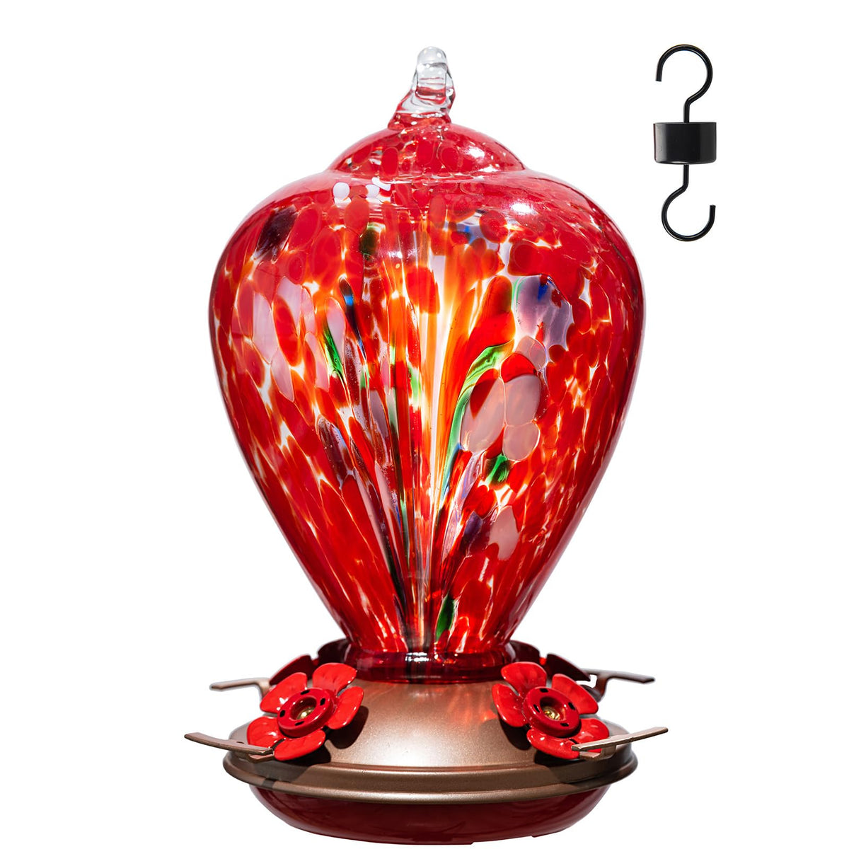 LaElvish Garden Hummingbird Feeder 34oz Floral Balloon front view