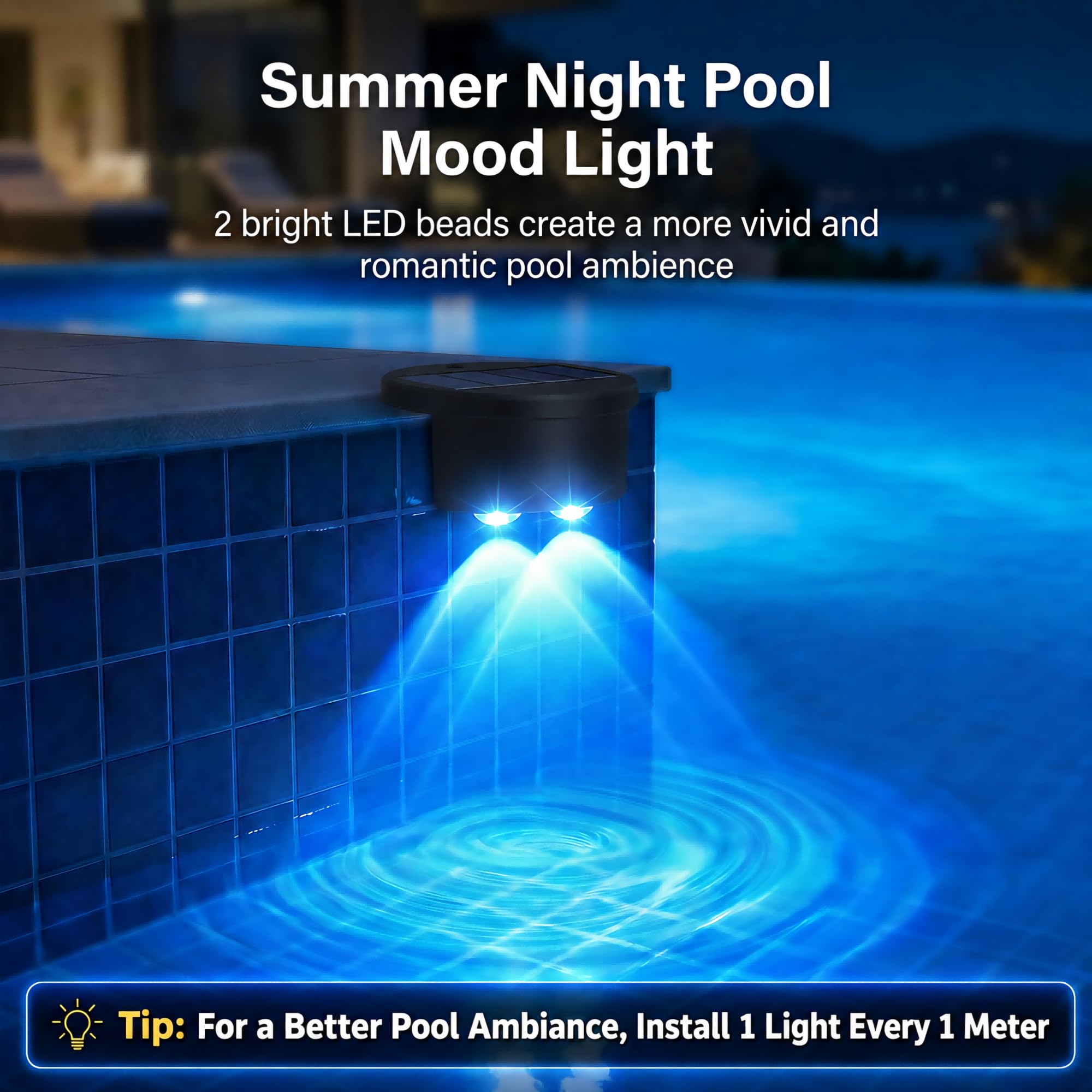 LAFULIT Solar Poolside Light installation on a pool edge