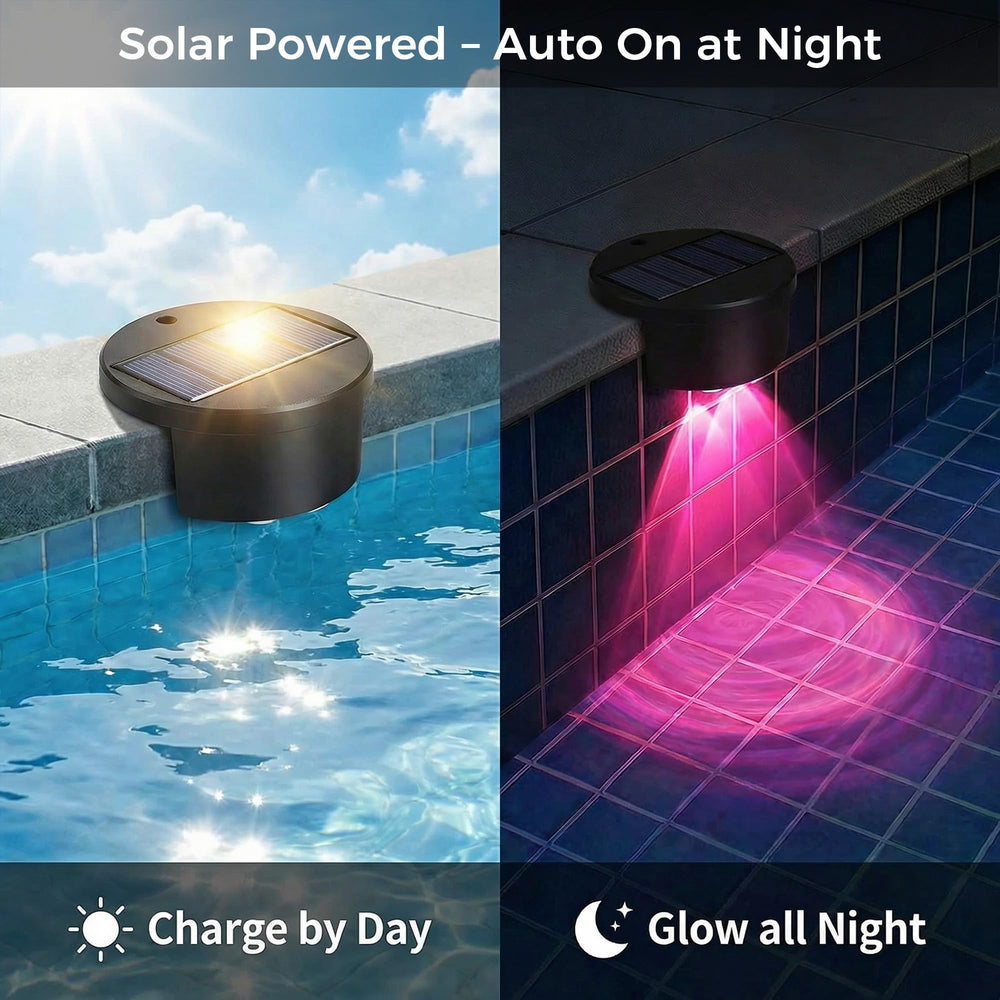 LAFULIT Solar Poolside Light showing dynamic colour options