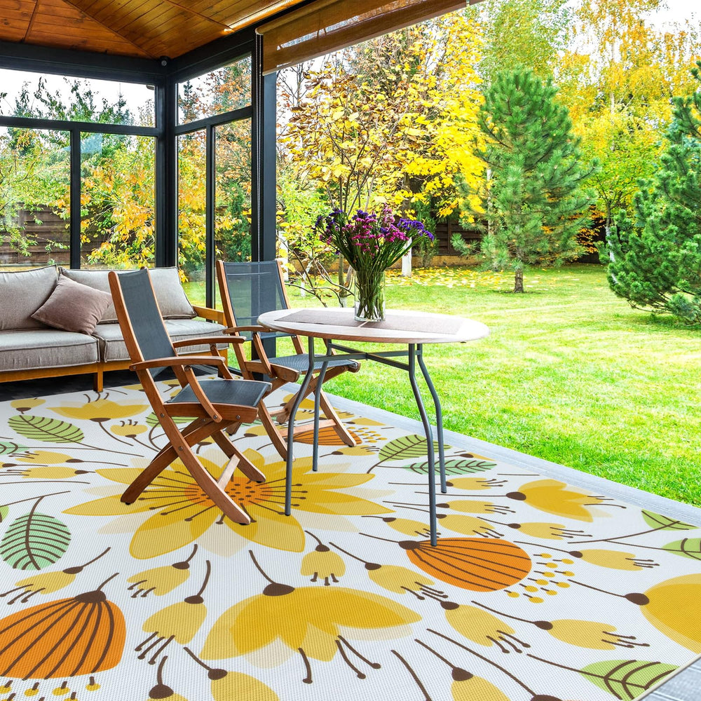 Lahome Floral Rug 6x9ft Yellow folded for storage
