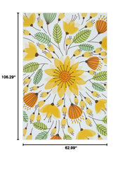 Lahome Floral Rug 6x9ft Yellow on patio