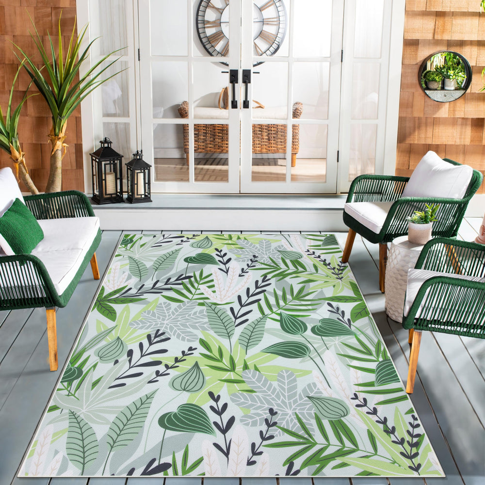 Lahome Leaf Indoor Outdoor Rug 5x8 front view