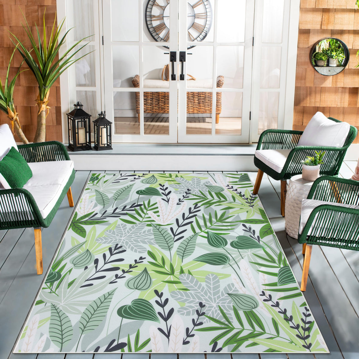 Lahome Leaf Indoor Outdoor Rug 5x8 front view
