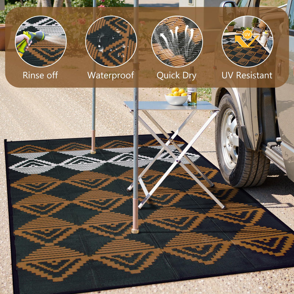 Lahome Outdoor Rug 6x9 on a patio setting